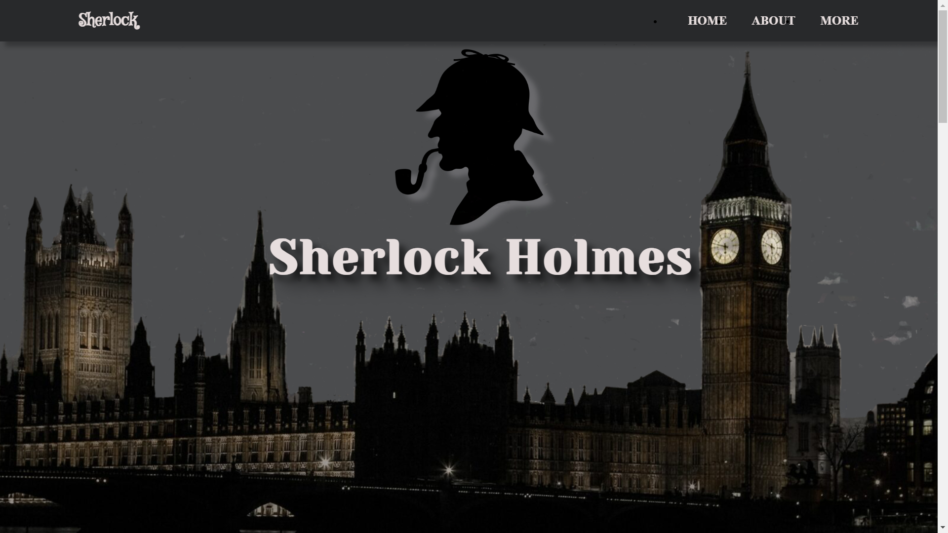 Sherlock Holmes Landing Page